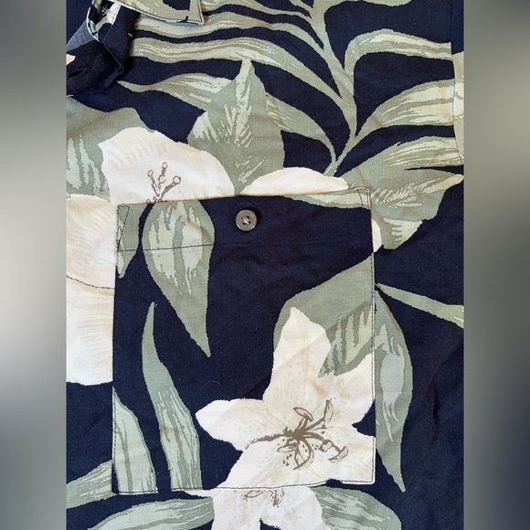 Natural Issue Men’s XL Hawaiian Vintage Rayon Shirt Navy Cream Floral - Picture 7 of 11